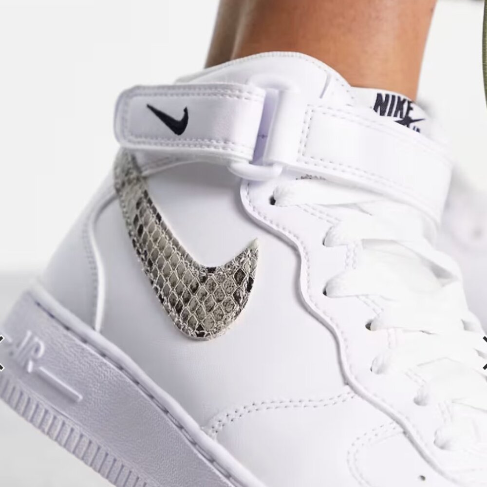 Nike Air Force 1 '07 Mid White Snake Swoosh - Picture 2 of 11